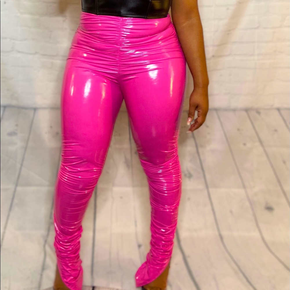 Pink Liquid Ruched Leggings